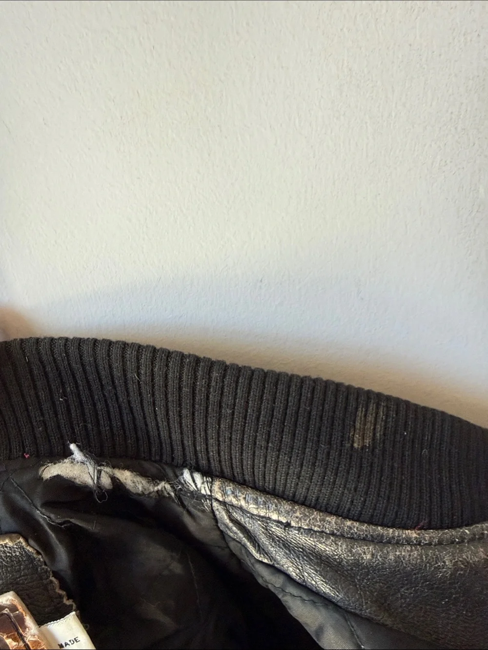 NEW ORDER Leather Bomber Jacket Distressed XL - Picture 9 of 9